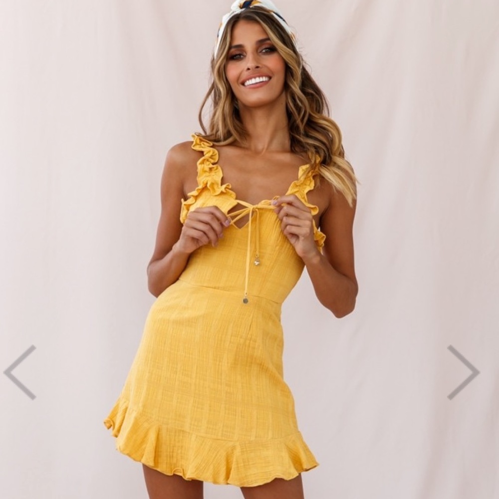 Hello Molly Yellow Ruffle Mini Dress - Picture 2 of 8